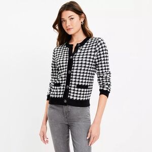 LOFT | Shimmer Houndstooth Modern Sweater Jacket